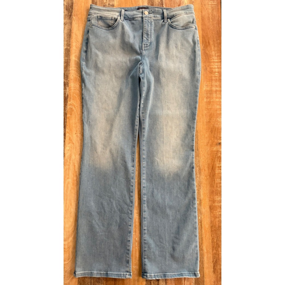 NYDJ Marilyn Straight Leg Jeans Light Wash Blue Stretch Denim Size 16